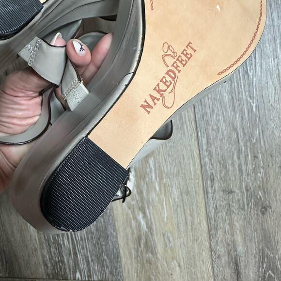 Naked Feet Gray  leather wedge sandals size 10 - Picture 6 of 11